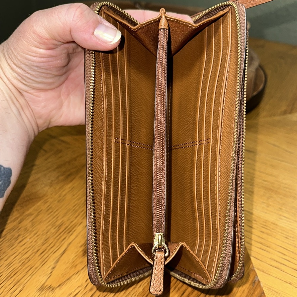 COACH Double Zip Accordion Pebble Leather Wallet - Picture 10 of 16